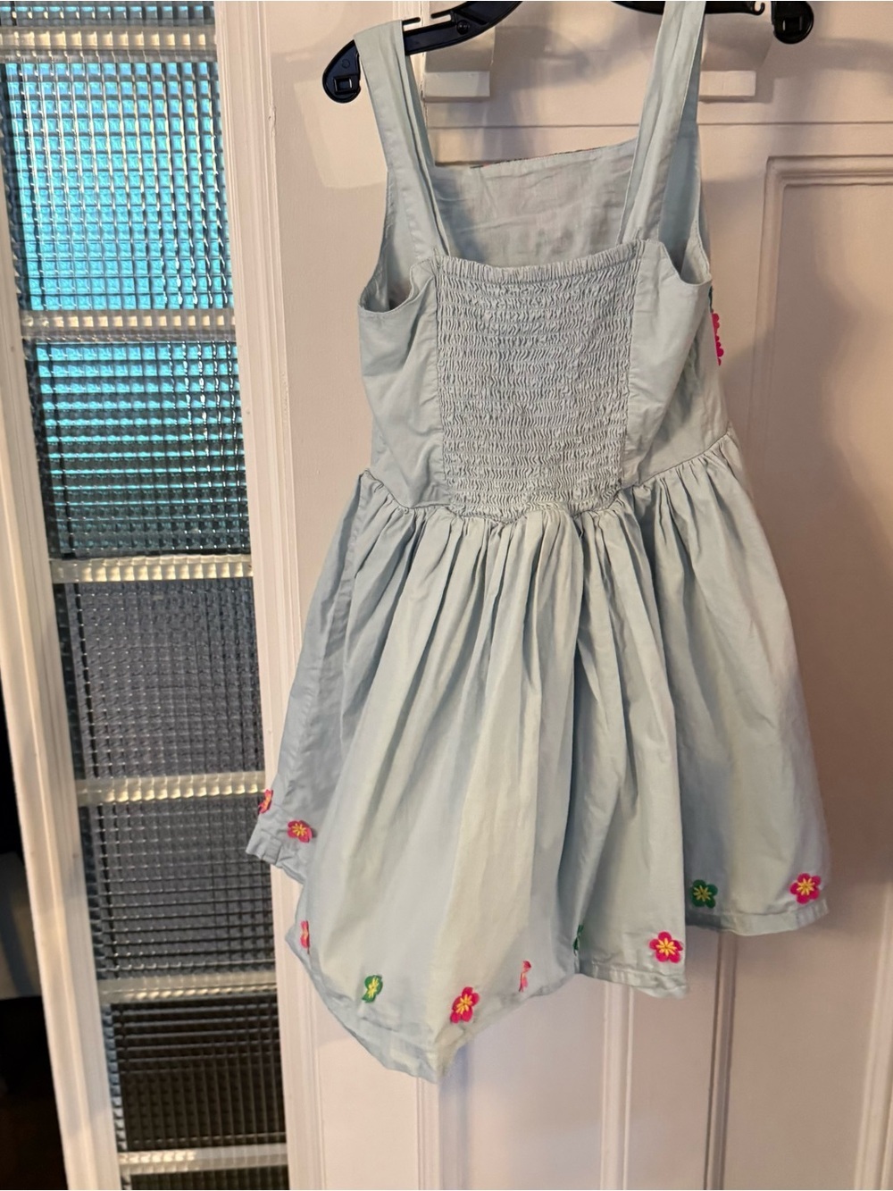 Mini Boden Blue Embroidered Pinafore Dress Fit & Flare Sz 6-7 Yrs EUC - Picture 4 of 13